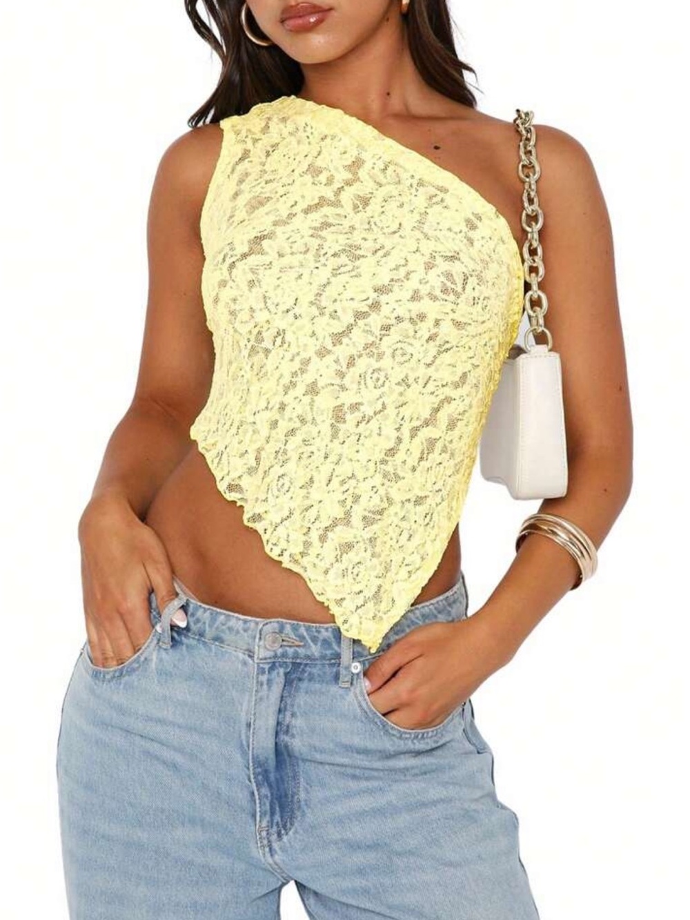 One-Shoulder Lace Top